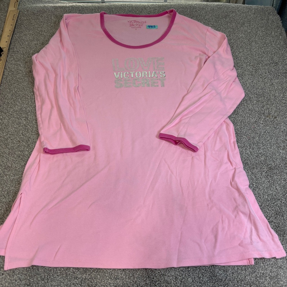 vtg y2k Victoria's Secret night gown Womens Small Pink Love Rhinestone sleepwear